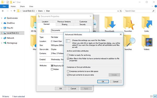 How to encrypt files in Windows 10 without programs?