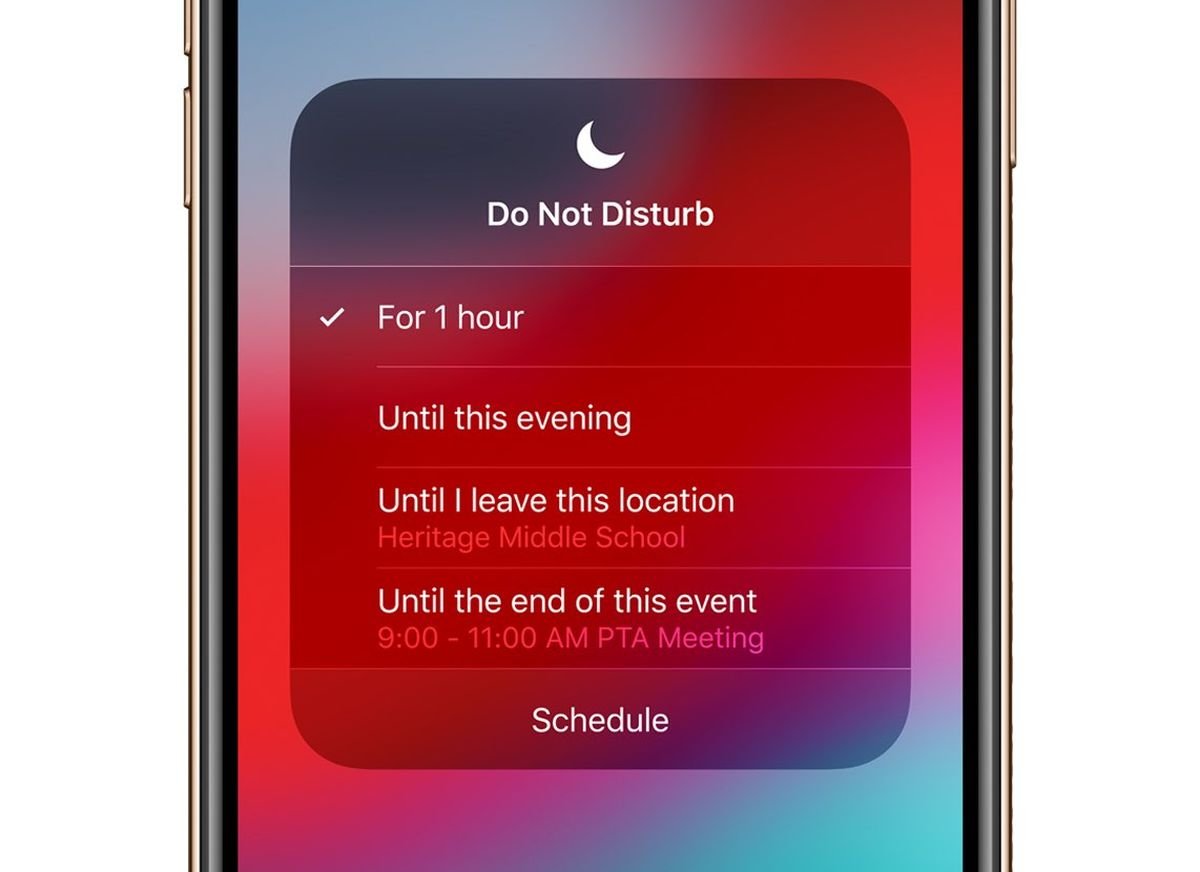 How to set the iPhone do not disturb mode to be deactivated according to our location