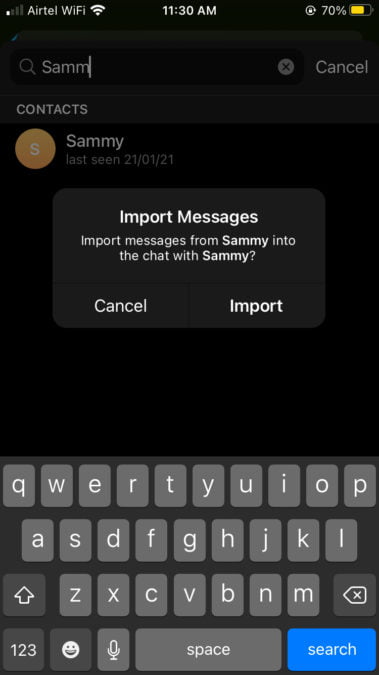 Import whatsapp chat