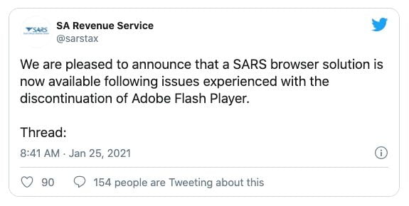 남아프리카 정부 기관은 Flash를 계속 사용하기 위해 웹 브라우저를 만듭니다.