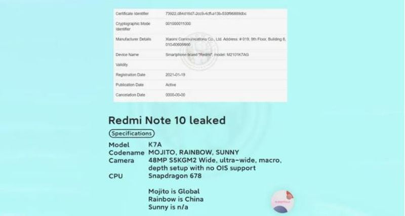 This is what the Redmi Note 10 will look like according to the latest leak