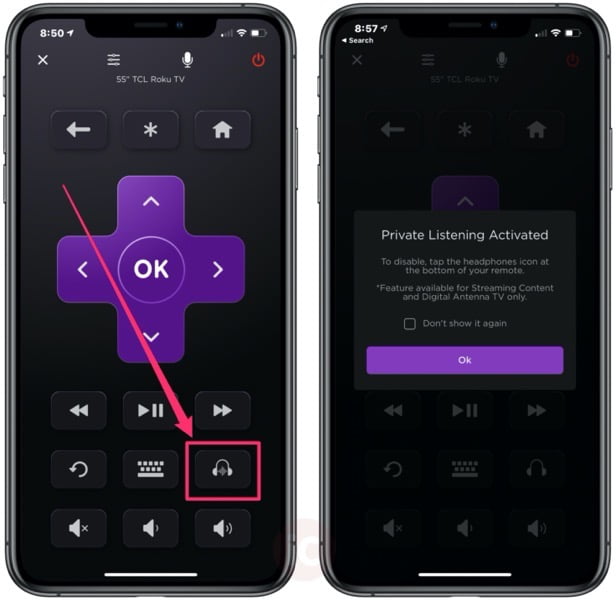 How to connect headphones to a Roku device?