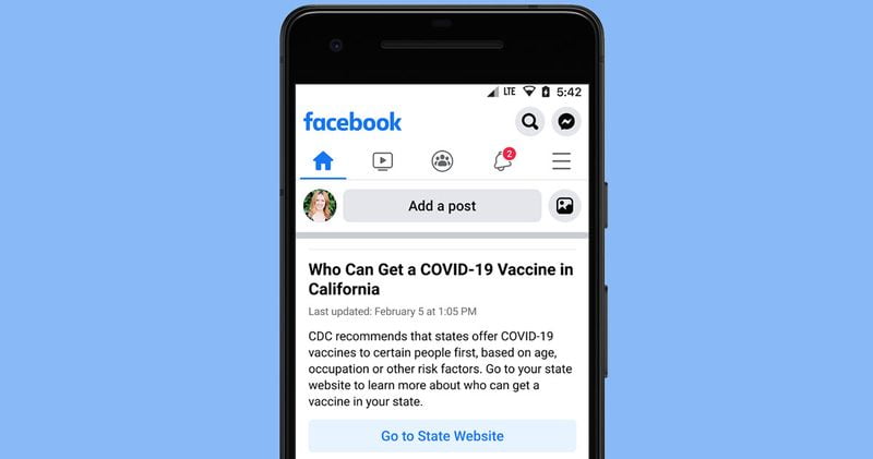 Facebook will include information on where and when to get the COVID-19 vaccination
