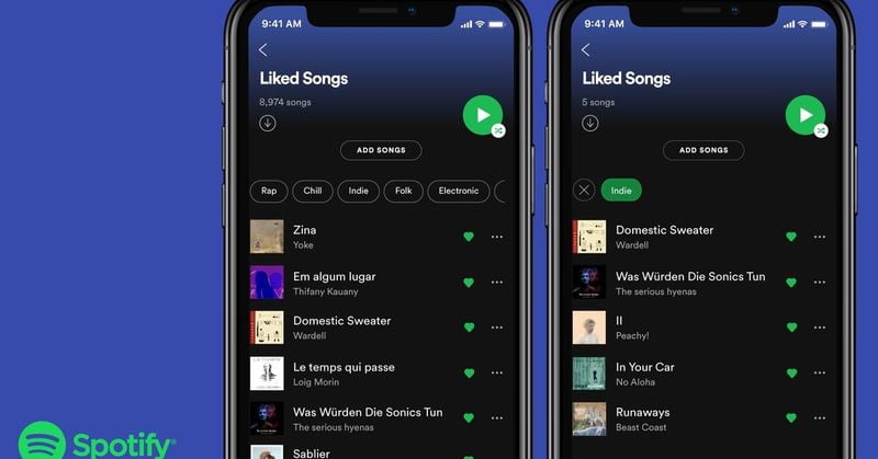 Spotify allows you to filter your favorite songs according to your mood
