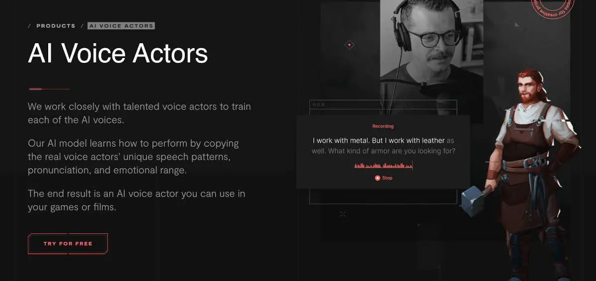 Replica app offer AI voices for games and videos