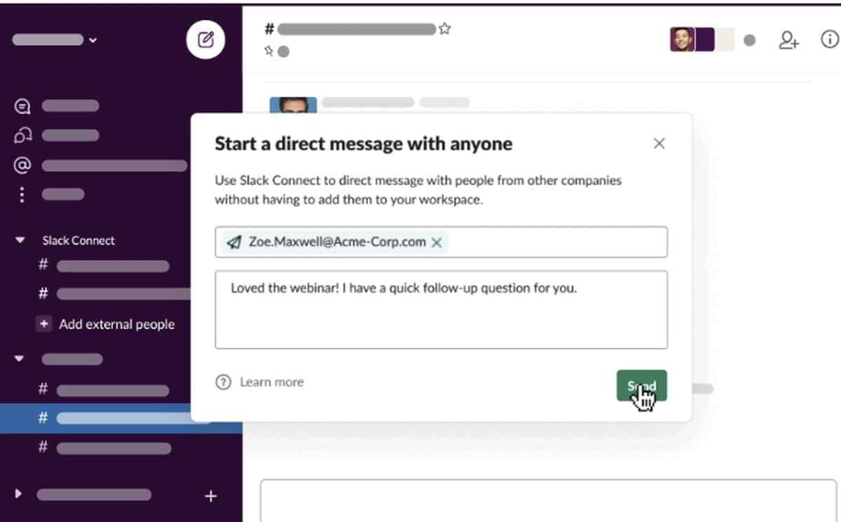 Slack now allows sending direct messages to members of other companies