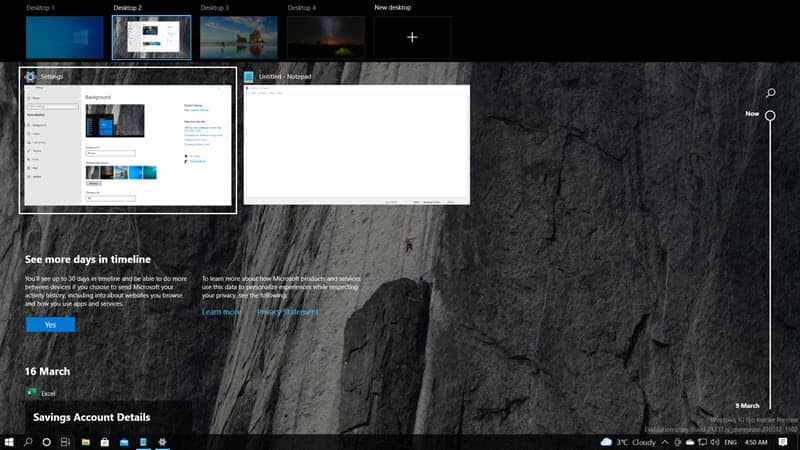 Windows 10 21H2 Build 21337 offers customization options for virtual desktops