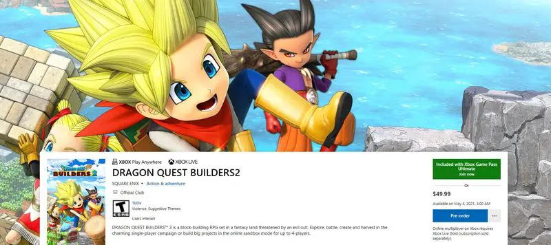 Dragon Quest Builders 2 coming to Xbox and PC Game Pass on May 4, Microsoft says