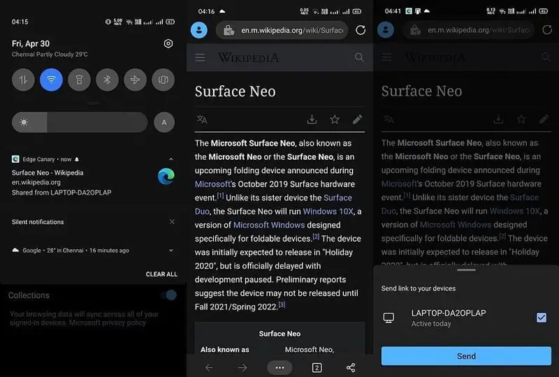Microsoft Edge will allow tabs to be sent between Windows 10 and Android: This is how it works in Edge Canary