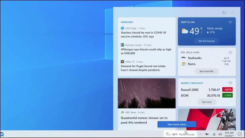 Windows 10 will occupy the start bar with news and the weather