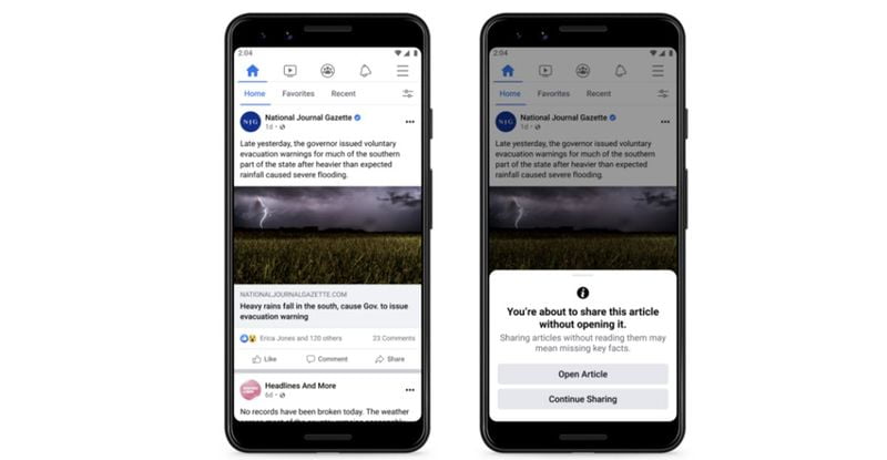 Facebook will encourage you to read your news feed before sharing it
