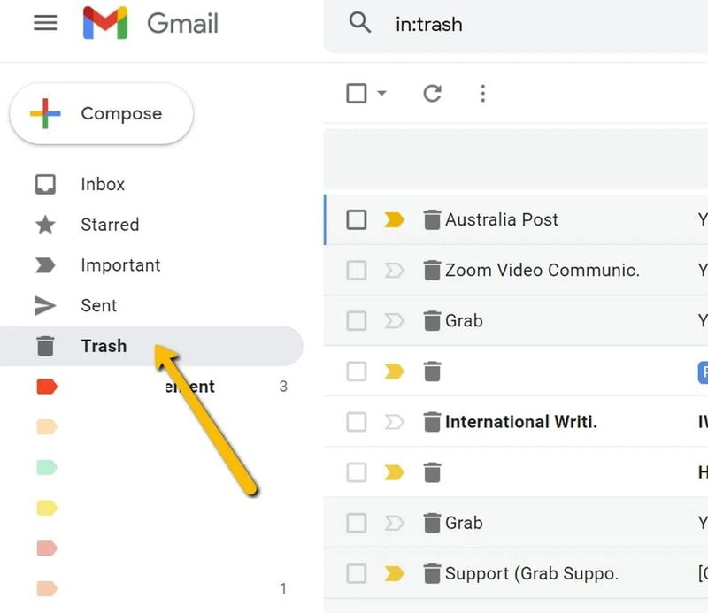 How to recover deleted emails in Gmail using the recycle bin?