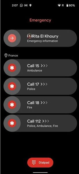 Android 12 now displays emergency numbers for the location you are in