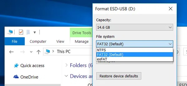 How to format a USB drive to FAT32 on Windows 10?