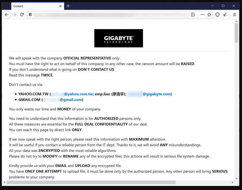 Gigabyte joins the list of large companies affected by Ransomware attacks