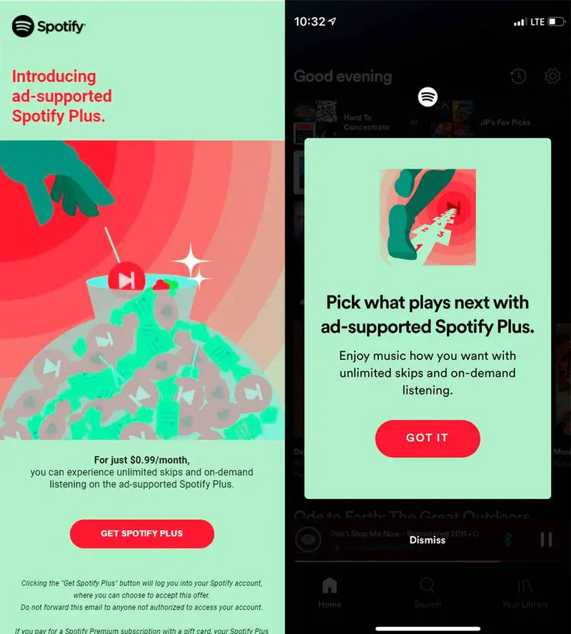 Spotify has a 99-cent rate with ads and advanced features
