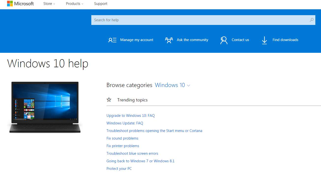 How to get help from Microsoft technical support in Windows 10?