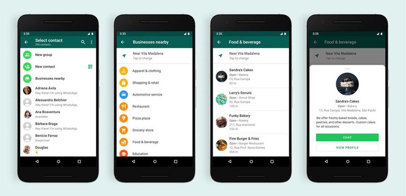 WhatsApp as yellow pages: The app tests a list of nearby businesses to chat with