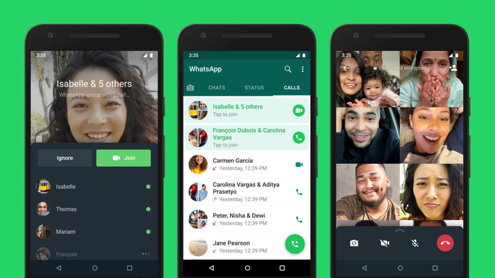 Met de nieuwe WhatsApp-knop kun je direct deelnemen aan groepsgesprekken