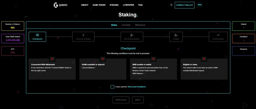 How to stake GAMI?