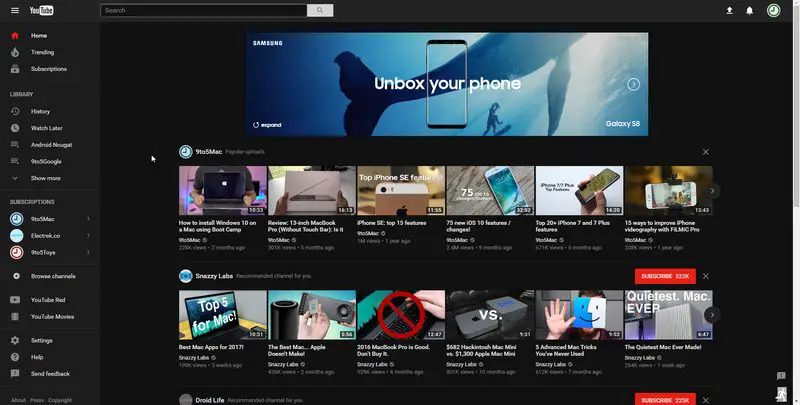 How to enable dark mode in YouTube