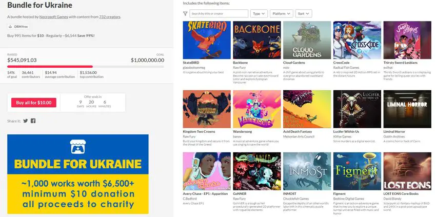 itchio Ukraine bundle: 1000-piece indie game bundle for Ukraine