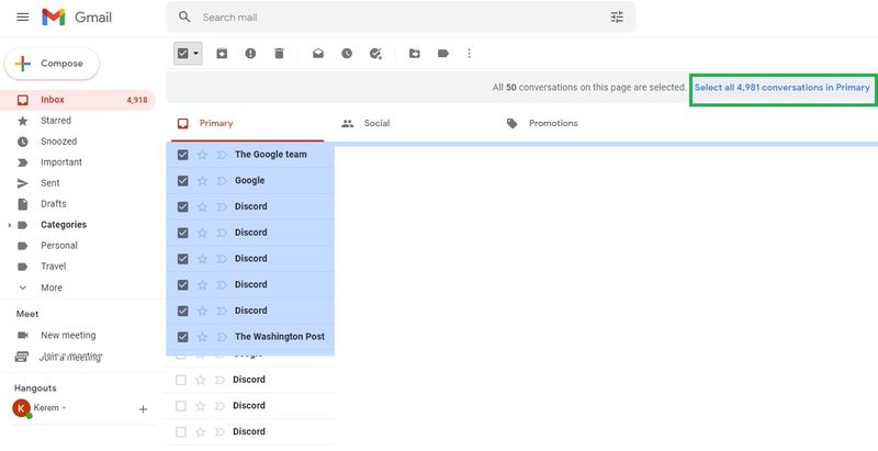 Wie lösche ich alle E-Mails in Gmail?