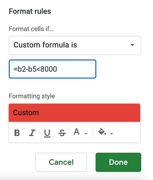Descubra cómo configurar el formato condicional basado en otro valor de celda, color y rango en Hojas de cálculo de Google.