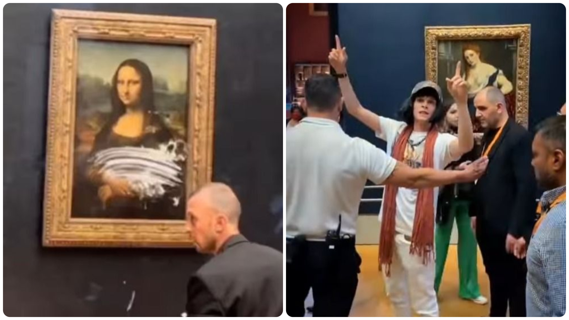 Mona Lisa die cake-aanval schildert: video’s en details