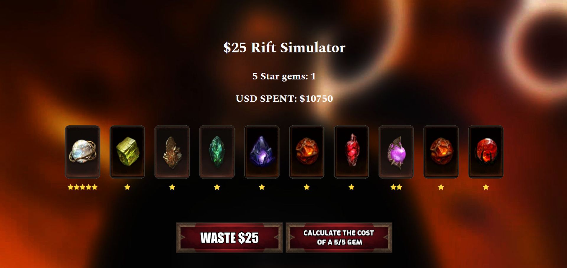 In diesem Artikel gehen wir auf den Rift-Simulator Diablo Immortal ein, der die Kosten eines zufälligen 5/5-Edelsteins basierend auf den Drop-Chancen im Spiel simuliert.