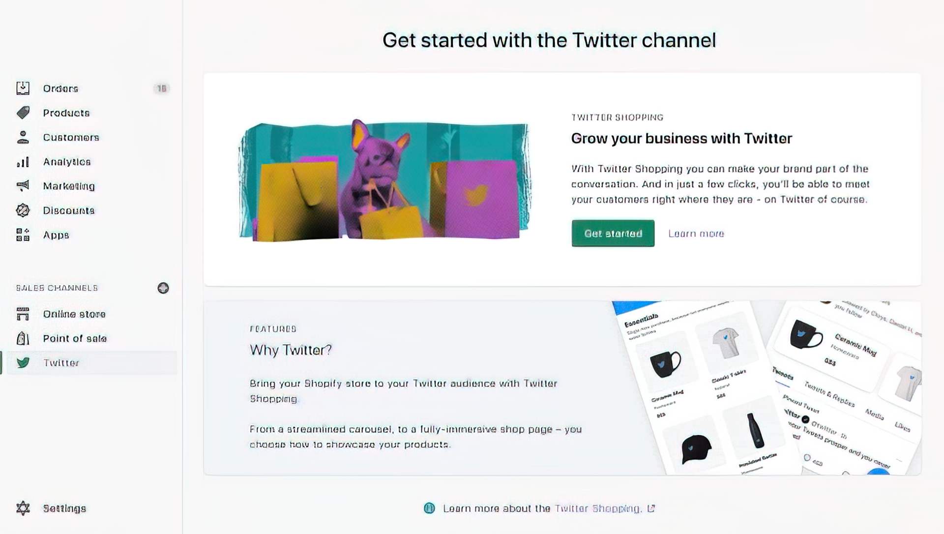 Shopify Twitter-integratie stelt Shopify-verkopers in staat om hun items op hun Twitter Professional-profielen te vermelden, waarbij elk item klanten doorstuurt.