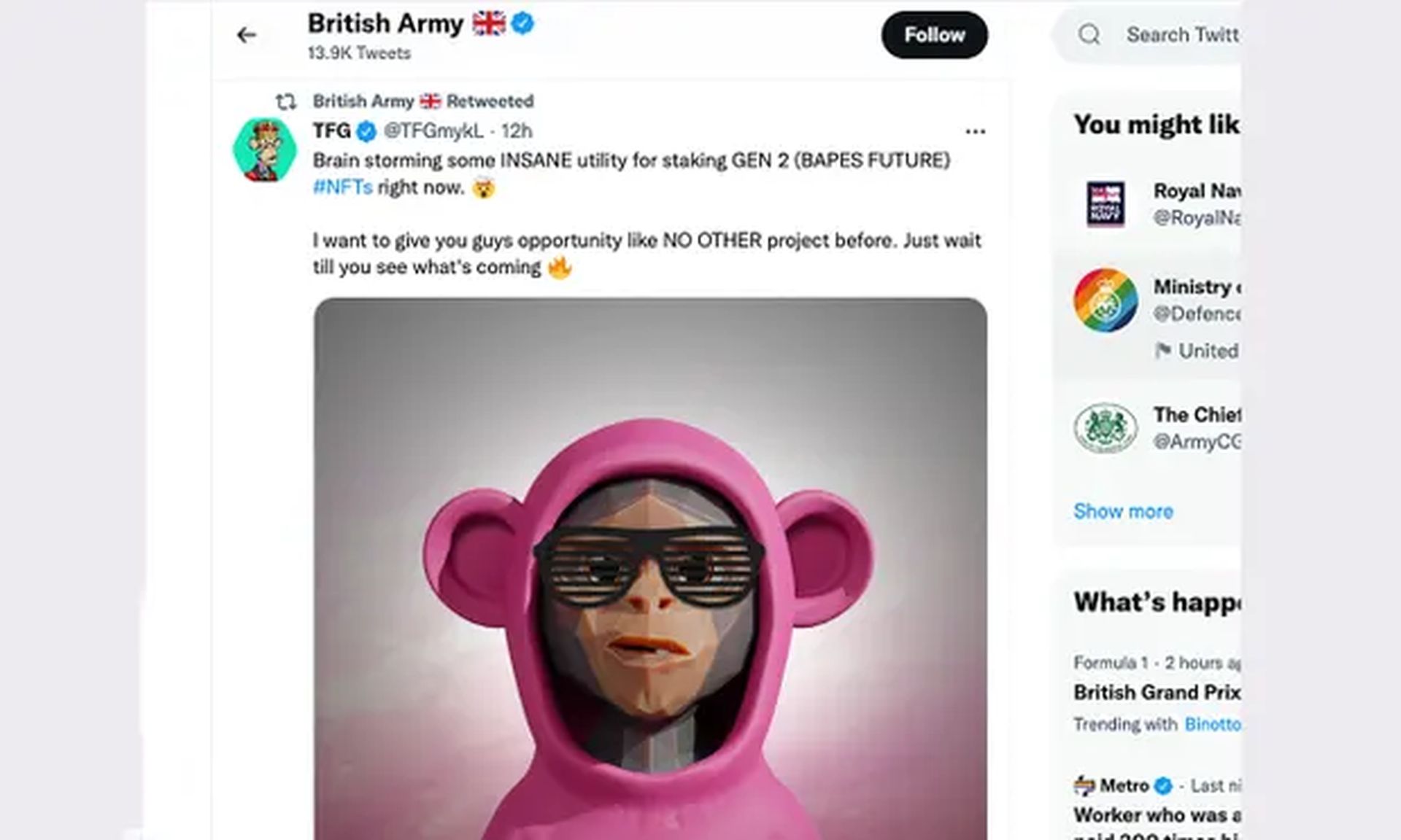 The latest news indicate that British Army Twitter was hacked.