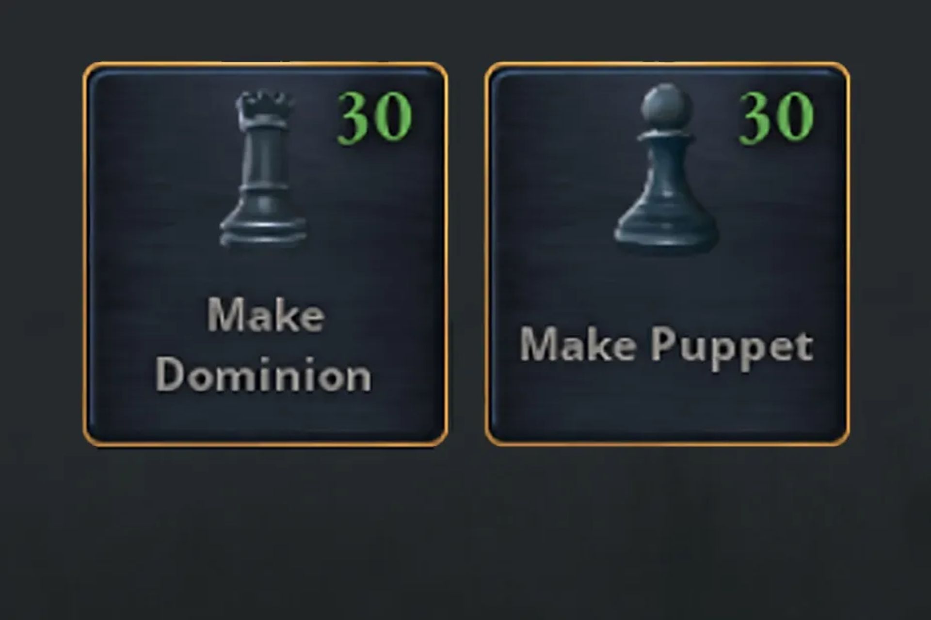 Asunto del anexo de Victoria 3: opciones ''Make Puppet'' y ''Make Dominion''