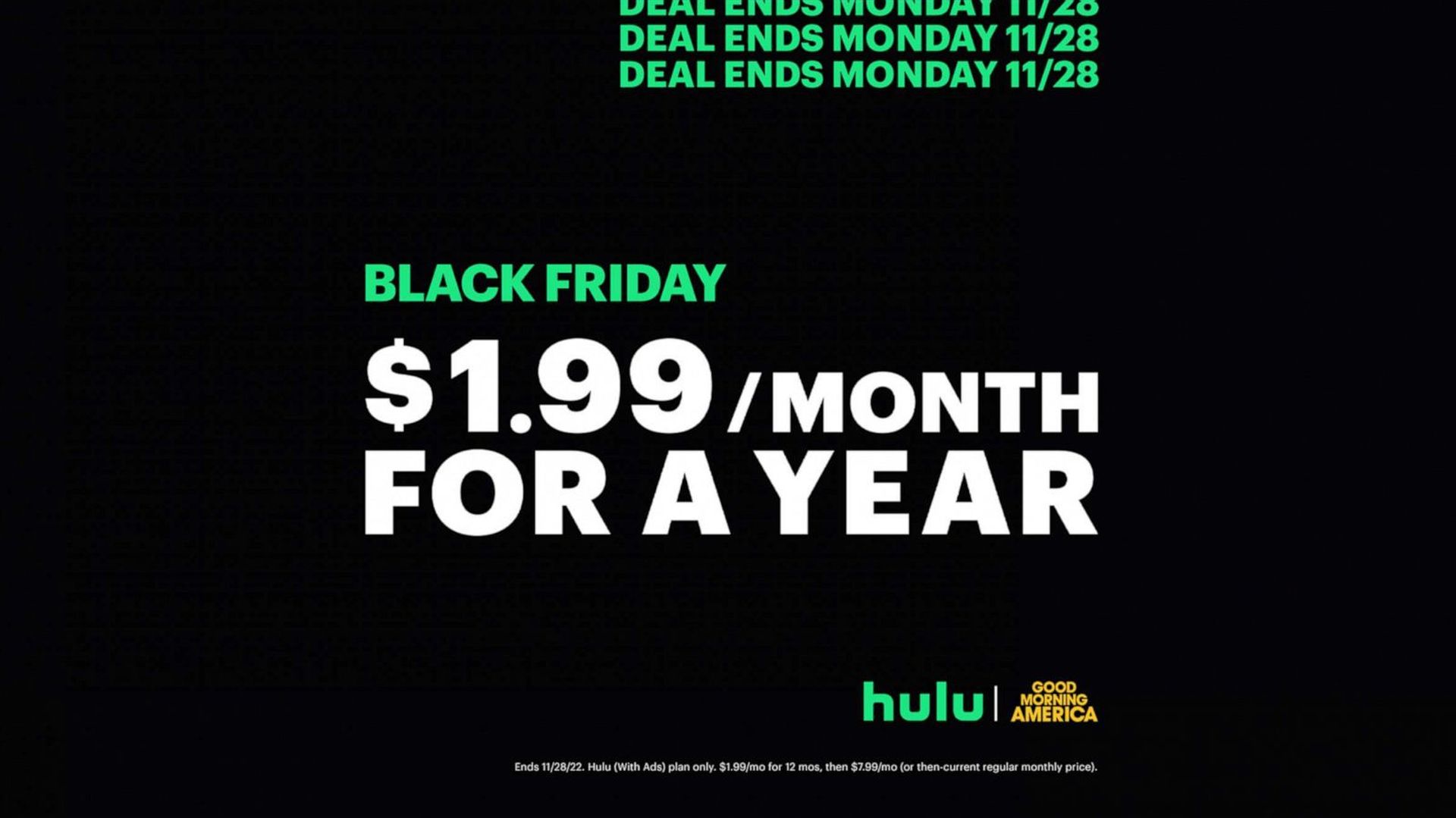 Offerta del Black Friday di Hulu