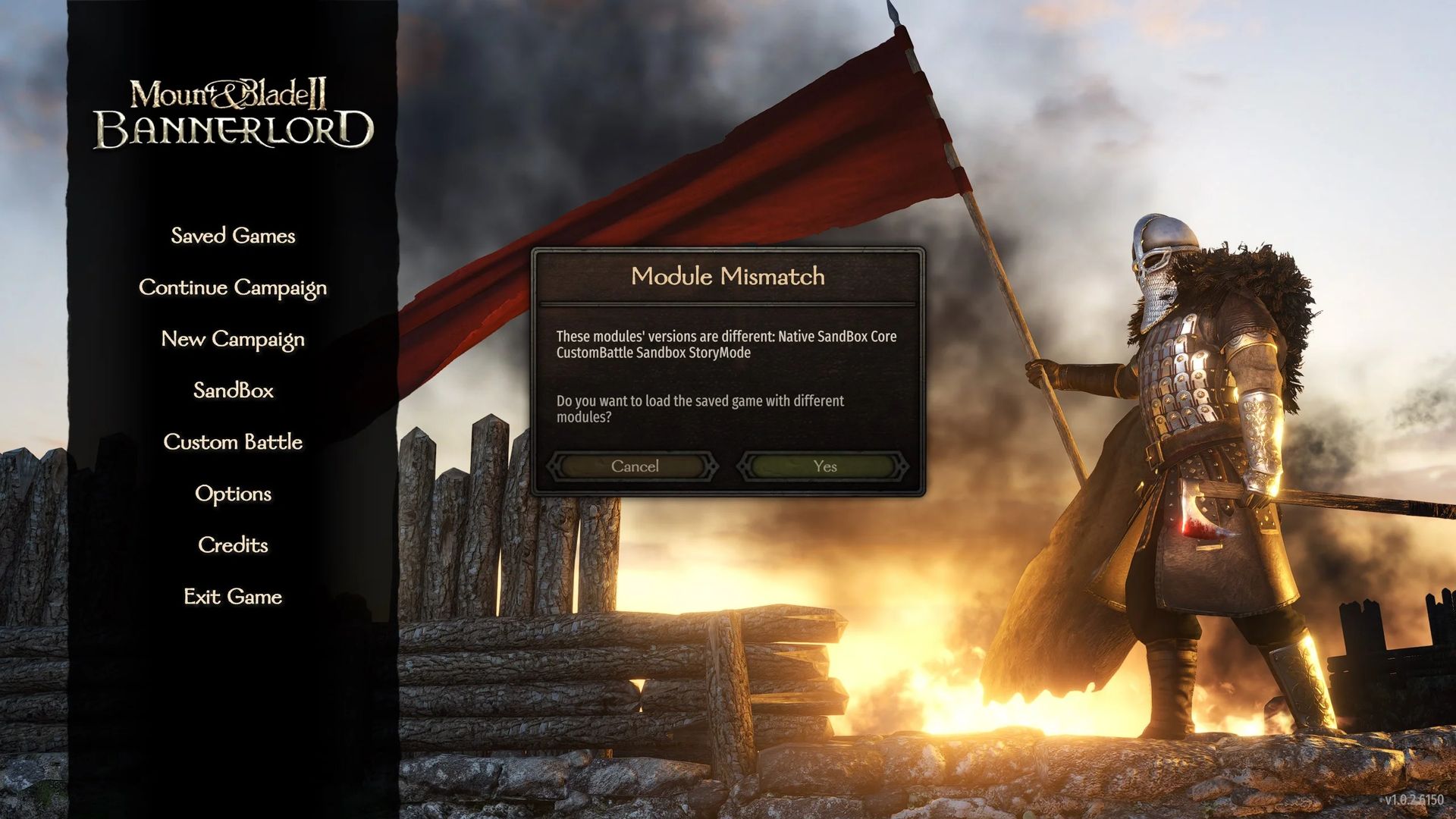 The Bannerlord module mismatch error message comes up when players try to open an old game save