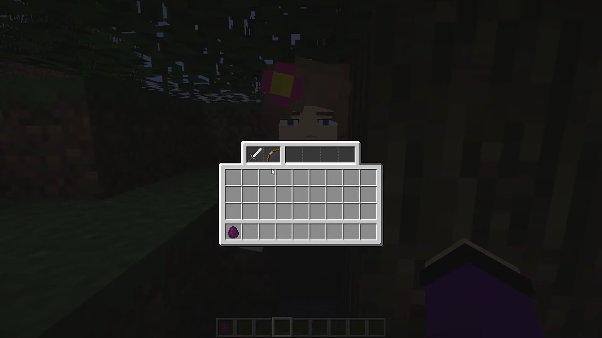 Minecraft Jenny has her separate inventory to equip items