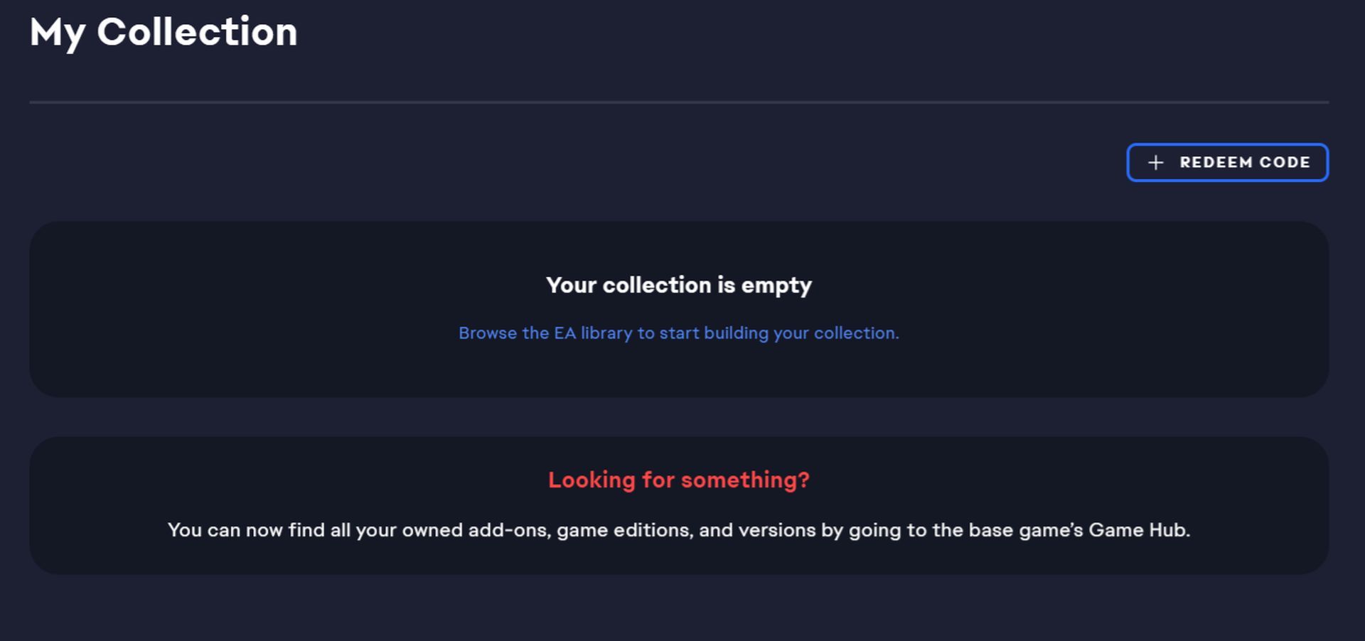 EA App collection empty