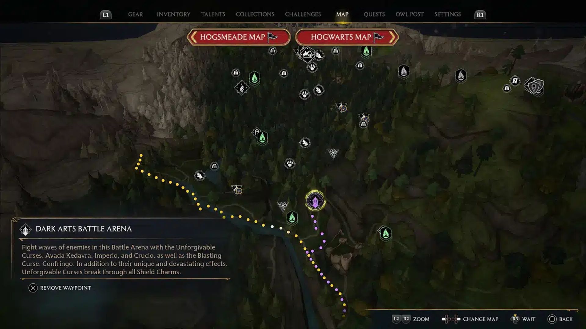 How to find Hogwarts Legacy Dark Arts Battle Arena location?
