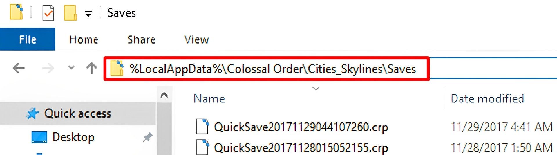 Cities Skylines save game location