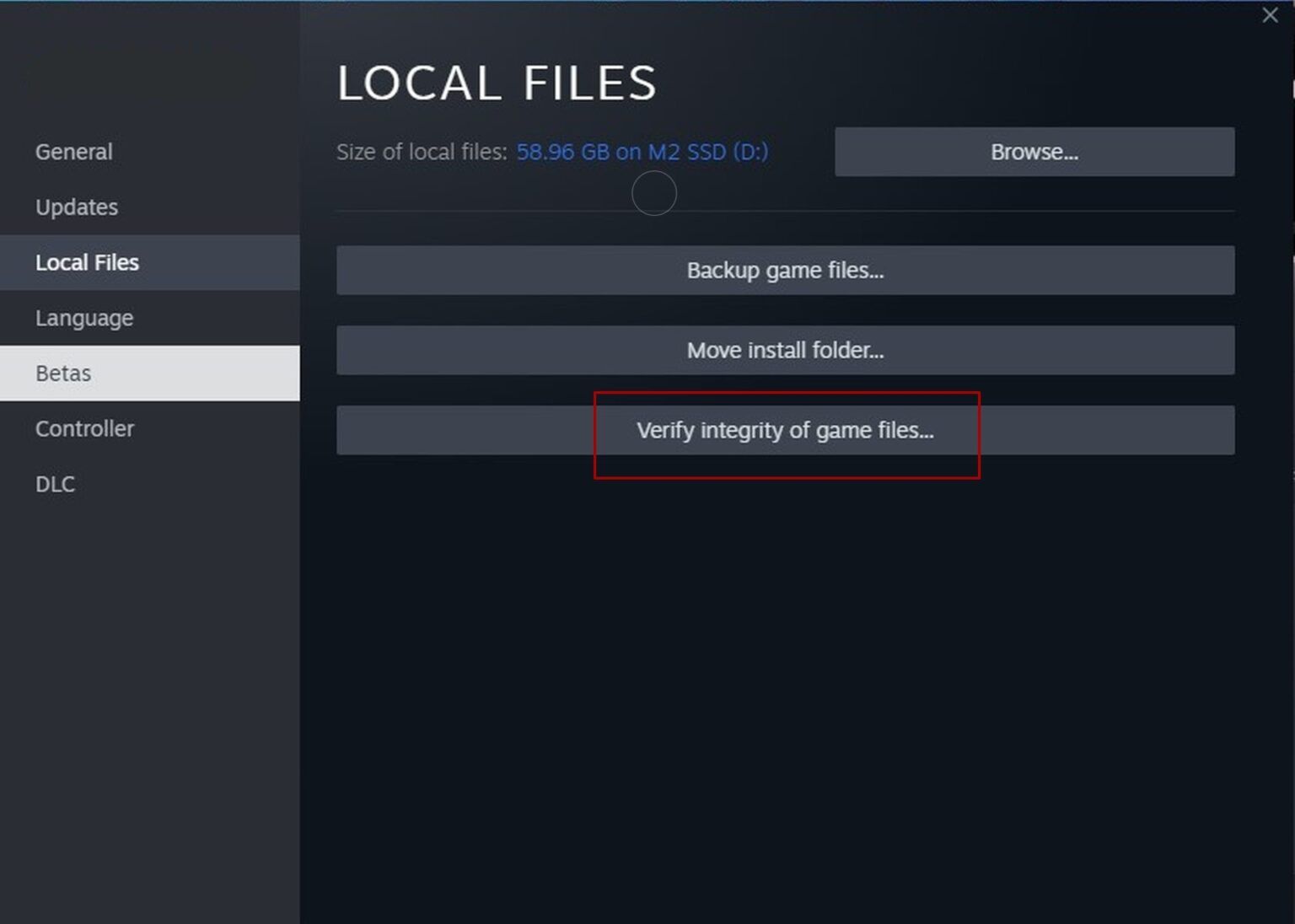 Verify the game's files