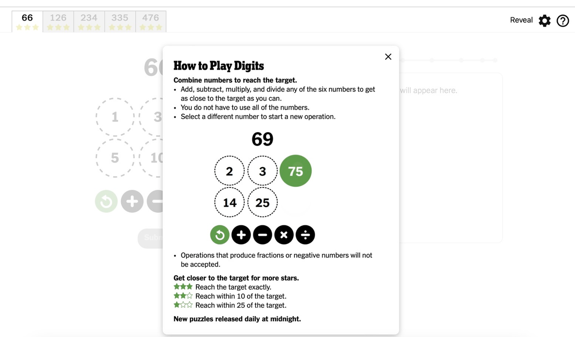 NYT Digits game answer