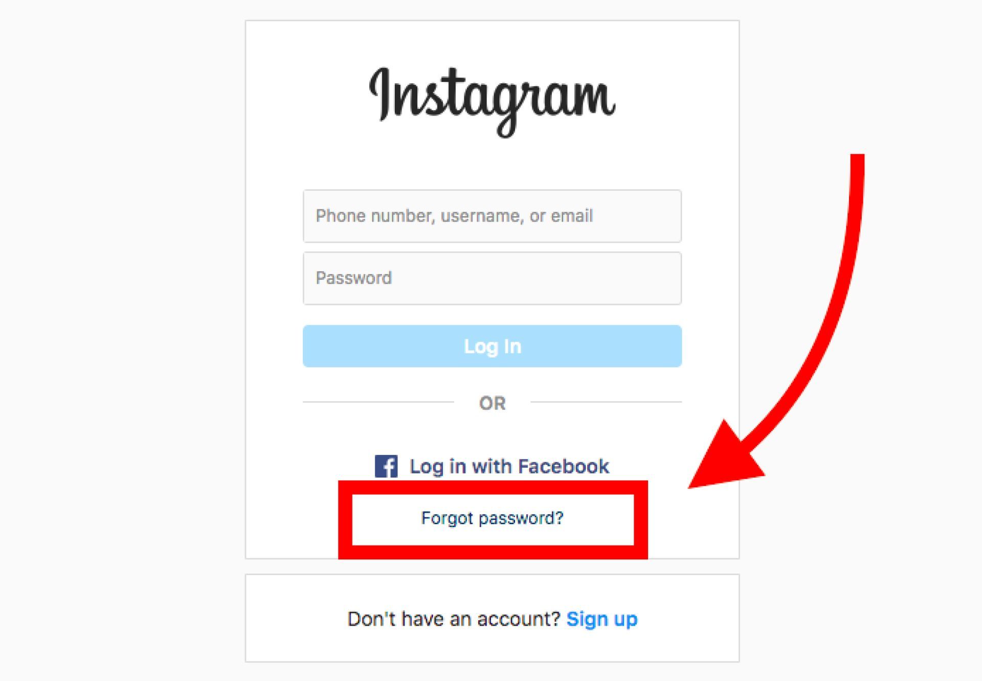 Instagram password reset not working