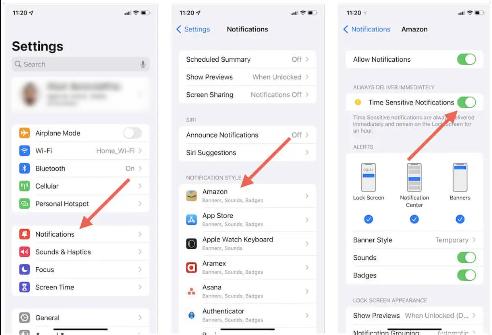 How to turn off time sensitive notifications 