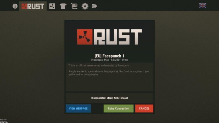 steam auth timeout rust