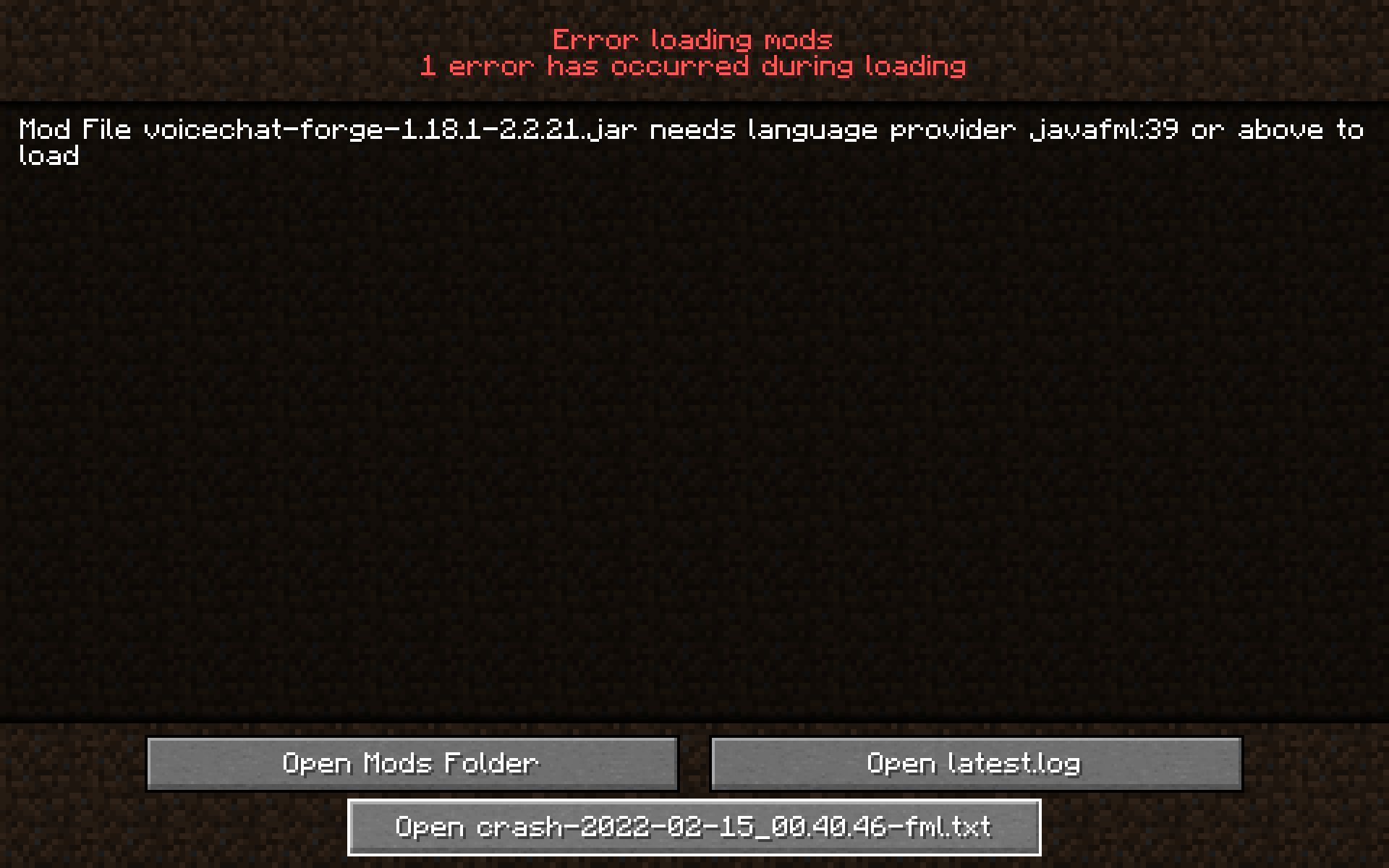 Как исправить ошибку Javafml 44, связанную с тем, что моду Minecraft требуется языковой провайдер