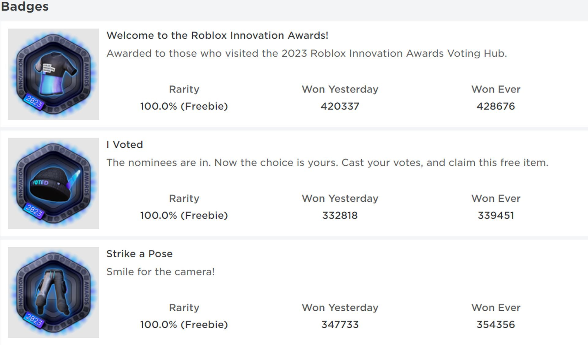 Награда Roblox за инновации 2023