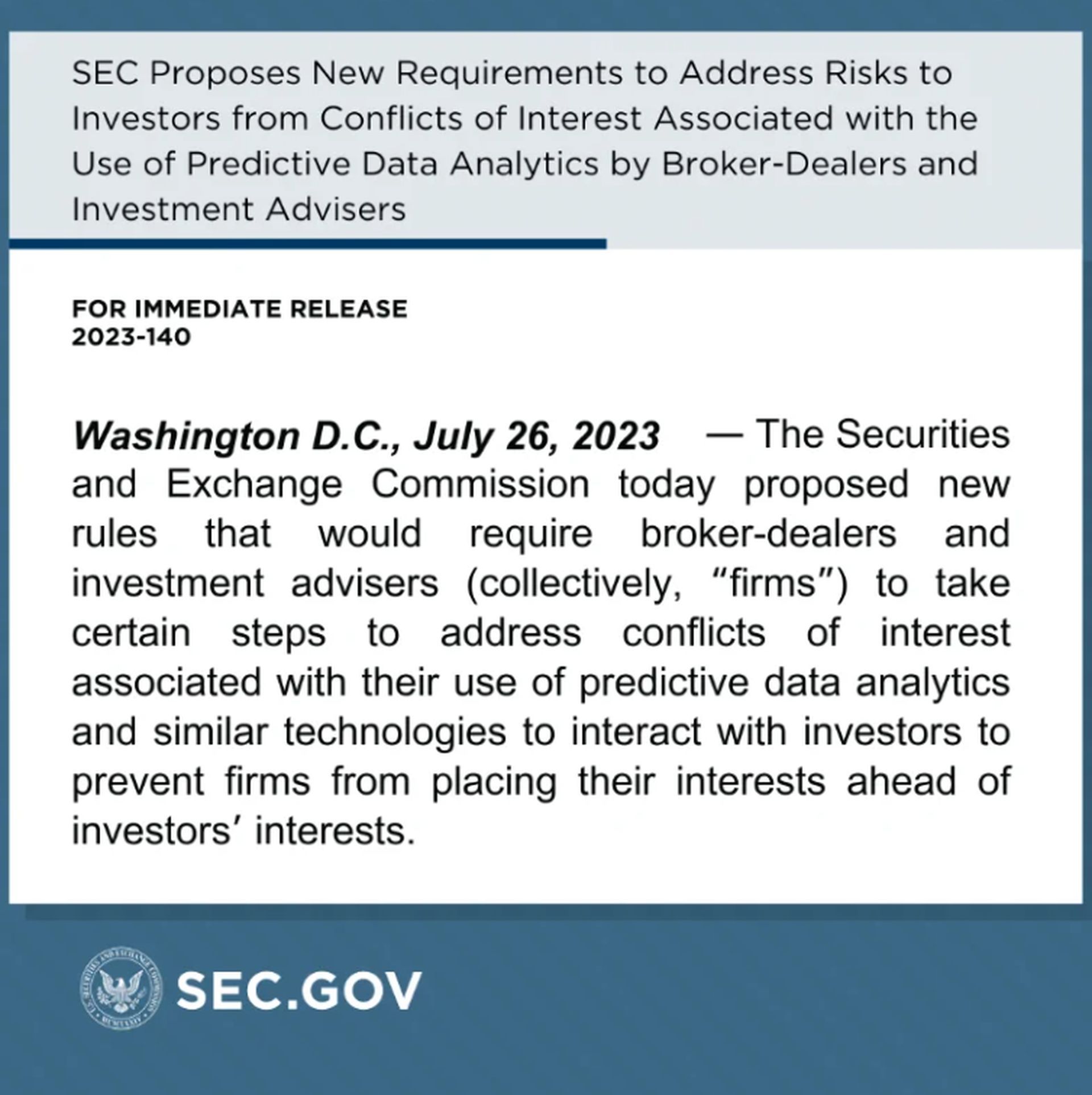 SEC to regulate AI in markets
