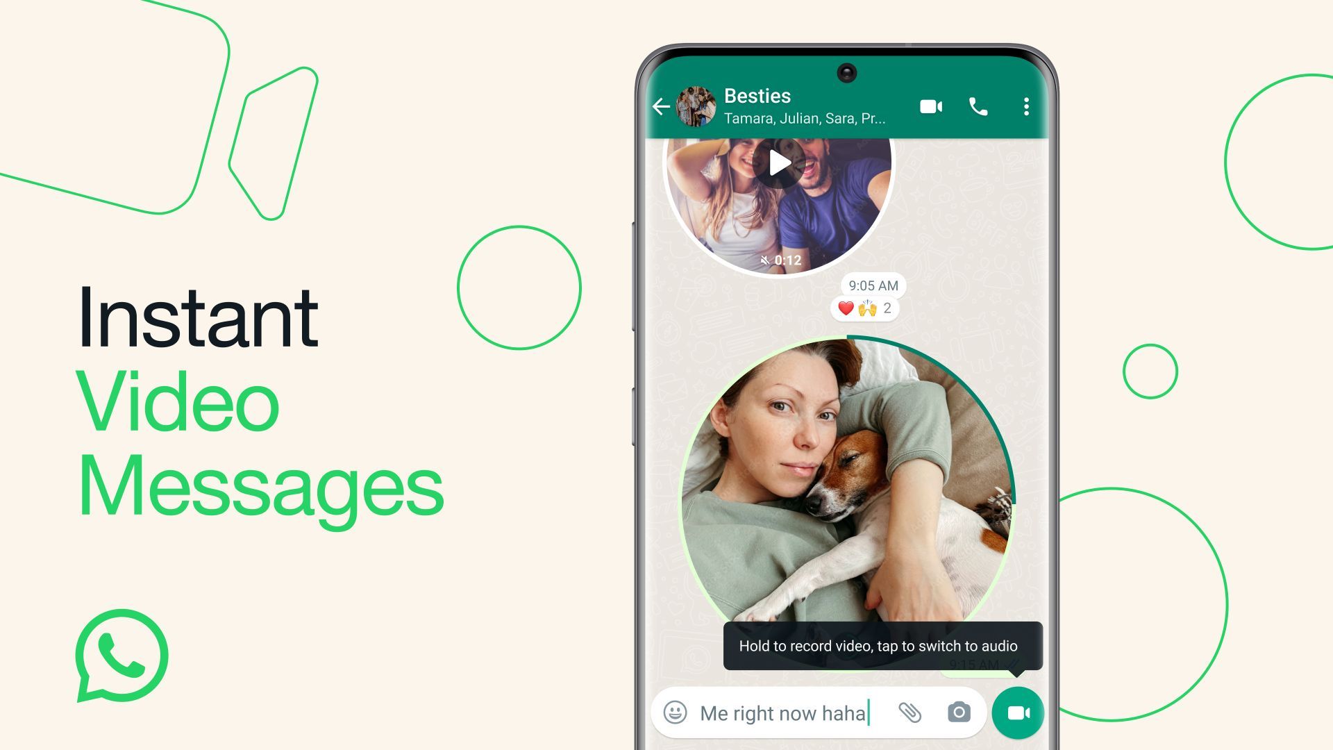 Mensajes instantáneos de video de WhatsApp