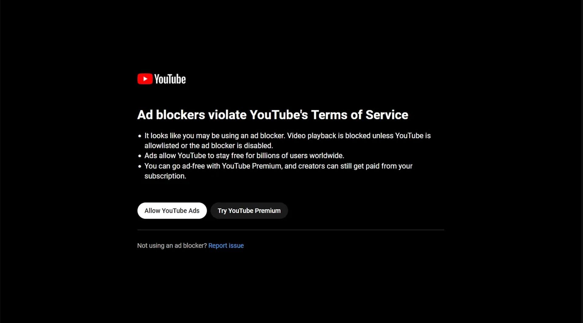 YouTube bans ad blockers
