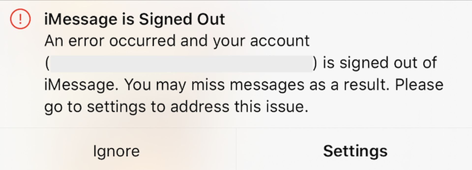 iMessage Signed Out error